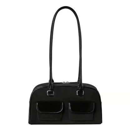 Retro White Bowling Bag Purse Women Hot Girls Leather Pocket