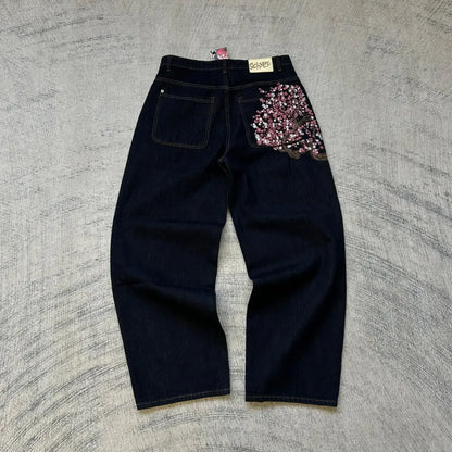 Wide Leg Cargo Denim Jeans – Men's Hip Hop Streetwear Pants