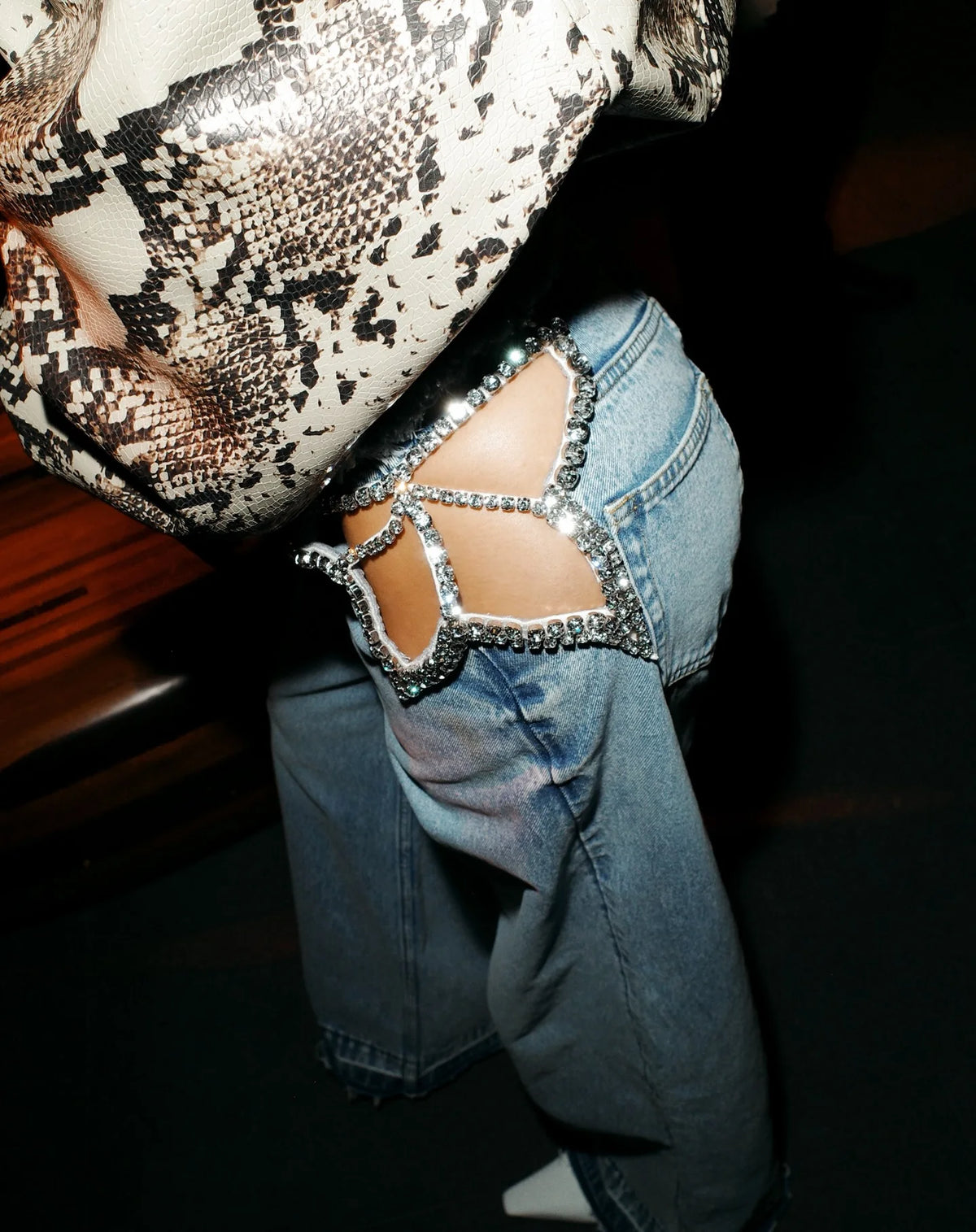 Y2K Floral Embroidered Wide Leg Jeans – Women's Retro Goth Streetwear Denim