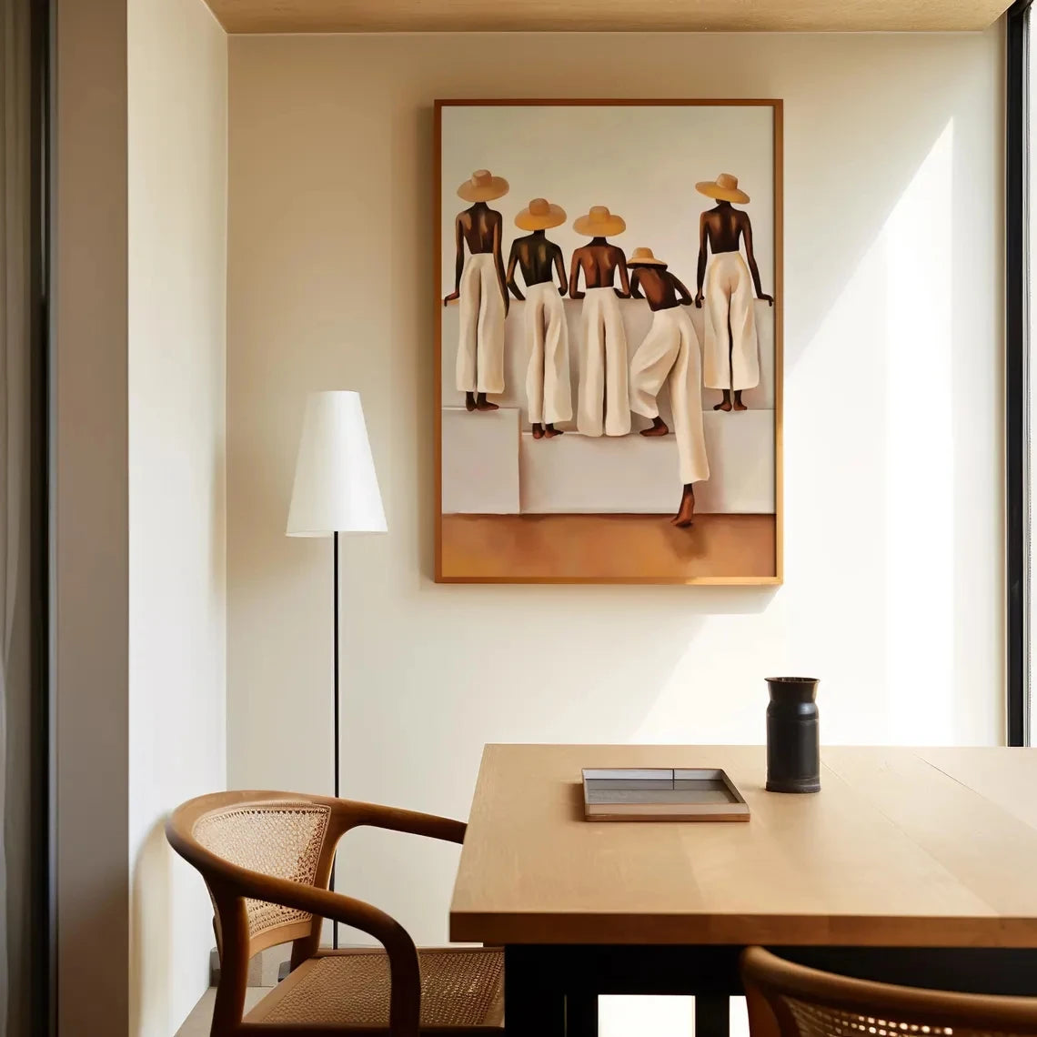 Boho Women Figure Wall Art – Beige Minimalist Canvas Print