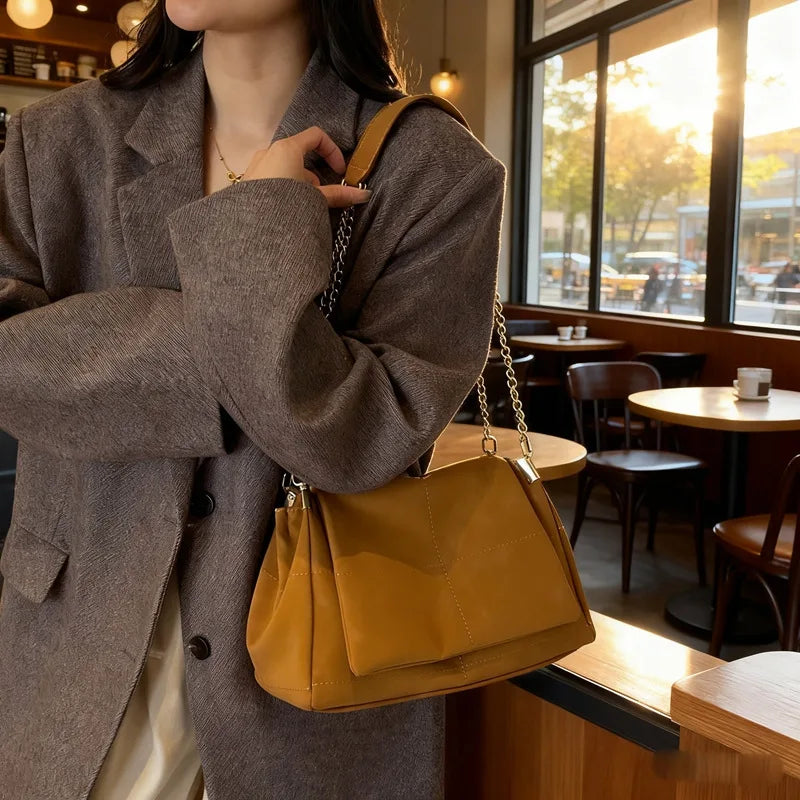 Chain Strap Crossbody Shoulder Bag – Women's Soft PU Leather Tote