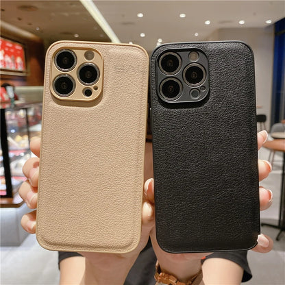 Leather Texture Silicone iPhone Case – Slim & Stylish