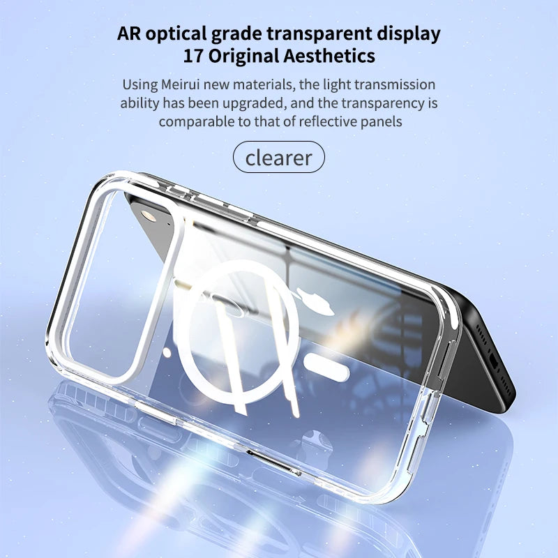 MagSafe Clear iPhone Case with Colorful Striped Border