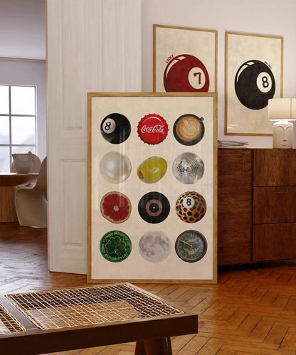8 Ball Retro Collage Wall Art Poster – Vintage Pop Art Print