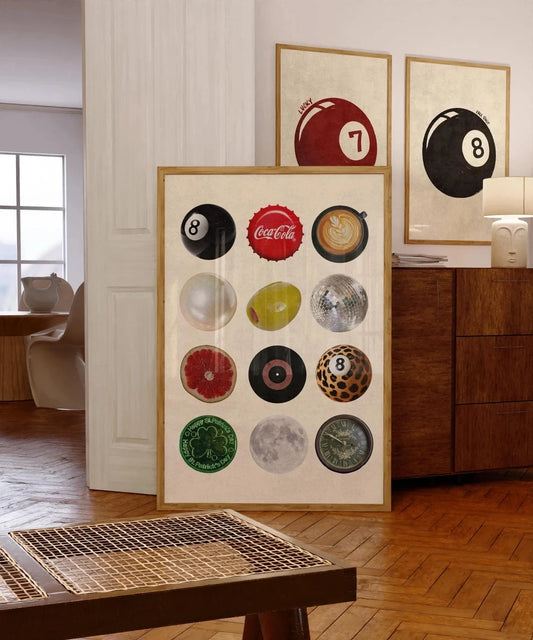 8 Ball Retro Collage Wall Art Poster – Vintage Pop Art Print