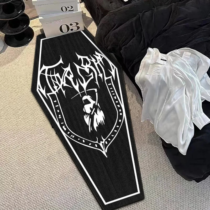 Gothic Skull Coffin Rug – Halloween Non-Slip Floor Mat