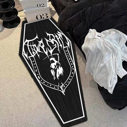 Gothic Skull Coffin Rug – Halloween Non-Slip Floor Mat