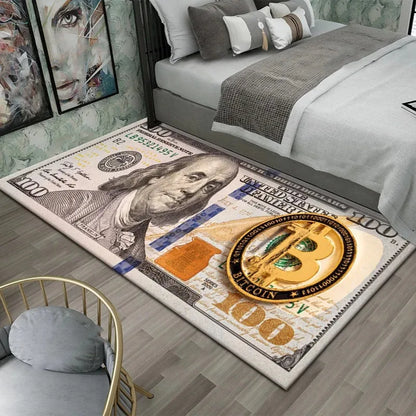 Dollar Print Area Rug – Anti-Slip Bedroom & Game Room Floor Mat