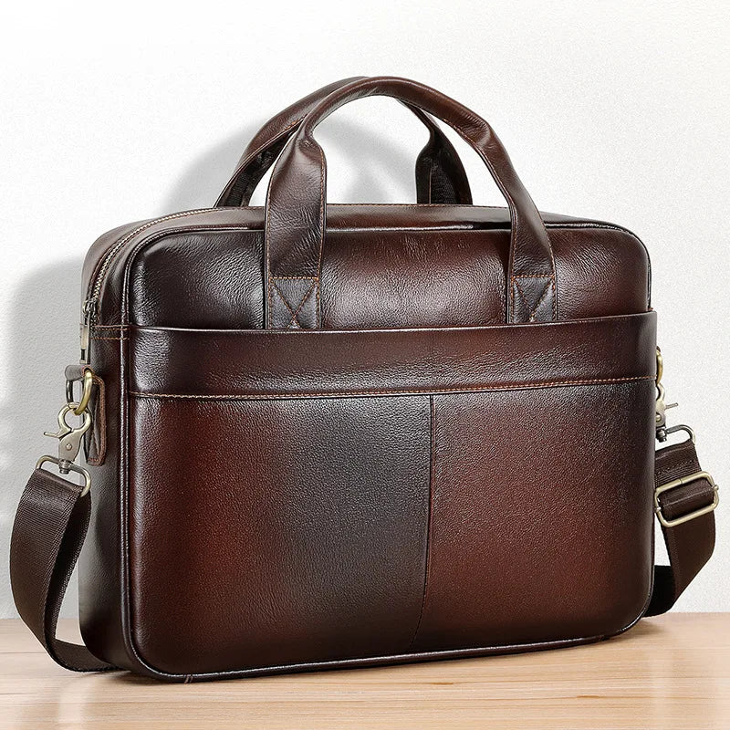 Genuine Leather Men's Briefcase – Laptop Shoulder Bag