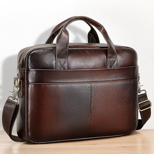 Genuine Leather Men's Briefcase – Laptop Shoulder Bag