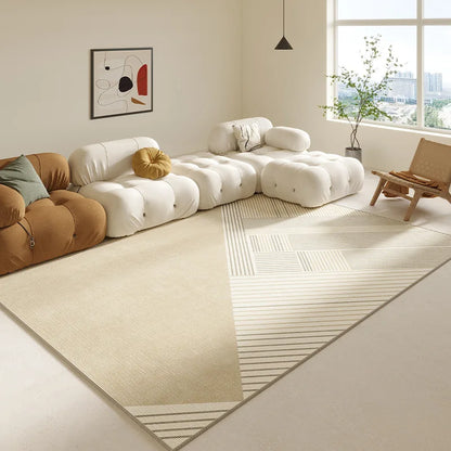 Cream Abstract Area Rug – Light Luxury Living Room Carpet