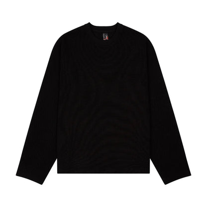 Cherry Blossom Embroidery Waffle Knit Long Sleeve T-Shirt
