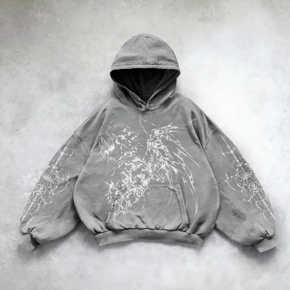 Angel Graphic Oversized Hoodie – Y2K Goth Streetwear Women