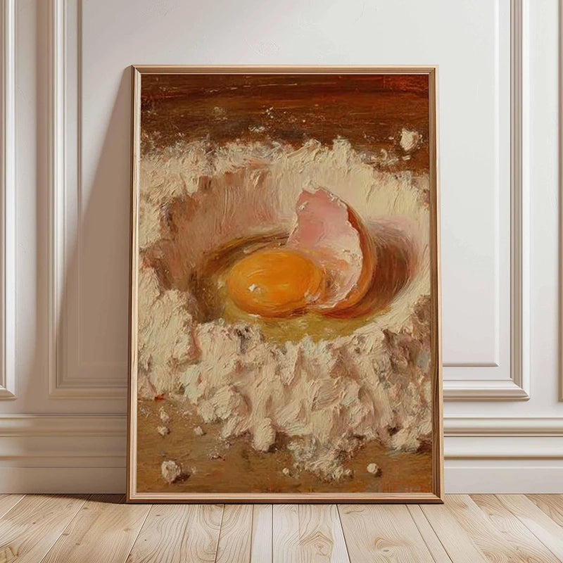 Rustic Kitchen Still Life Poster Vintage Bread Art Print Canvas Oil Painting Style Wall Picture