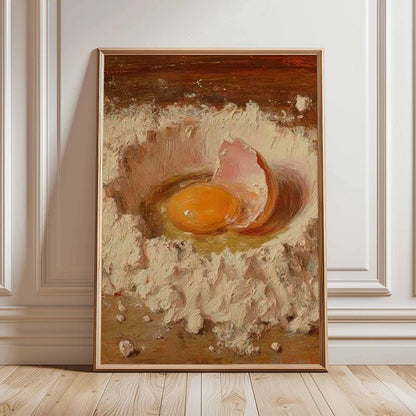 Rustic Kitchen Still Life Poster Vintage Bread Art Print Canvas Oil Painting Style Wall Picture