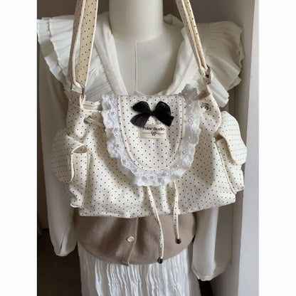 Retro Dot Cute Bow Black Crossbody Bags