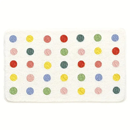 Colorful Polka Dot Bath Mat – Non-Slip Soft Shaggy Bathroom Rug