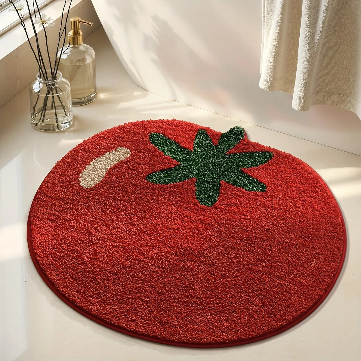 Tomato Bath Mat – Anti-Slip Soft Fur Bathroom Rug