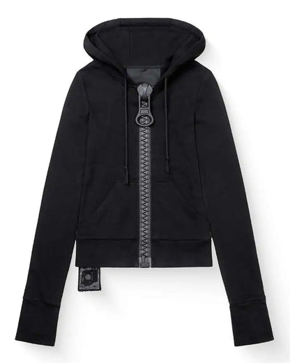 Chunky Zipper Cropped Hoodie – Harajuku Y2K Slim Fit Sweatshirt