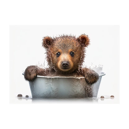 Cute Dog in Bathtub Wall Art Poster – Funny Puppy Canvas Print
