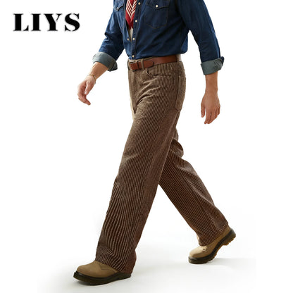 Vertical Striped Jacquard Wide Leg Jeans – British Retro Style