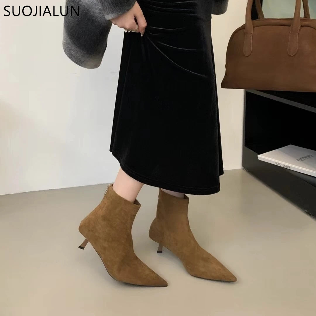 Women's Pointed Toe Ankle Boots – Slim Kitten Heel