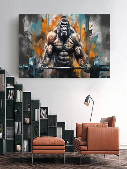Motivational Fitness Barbell Canvas Wall Art Print