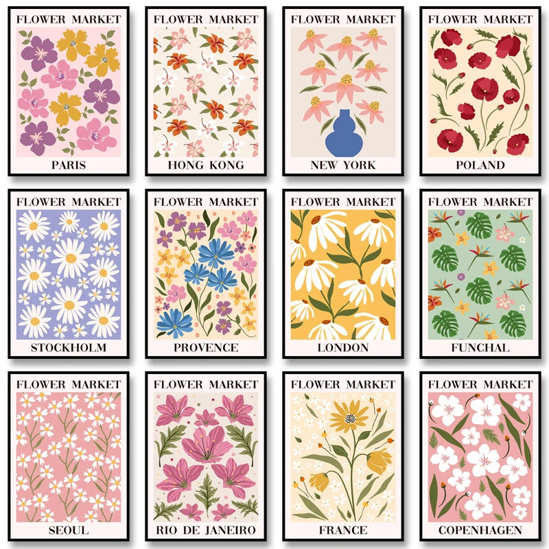 Flower Market Tuscany Poster – Floral Wall Art Print Unframed