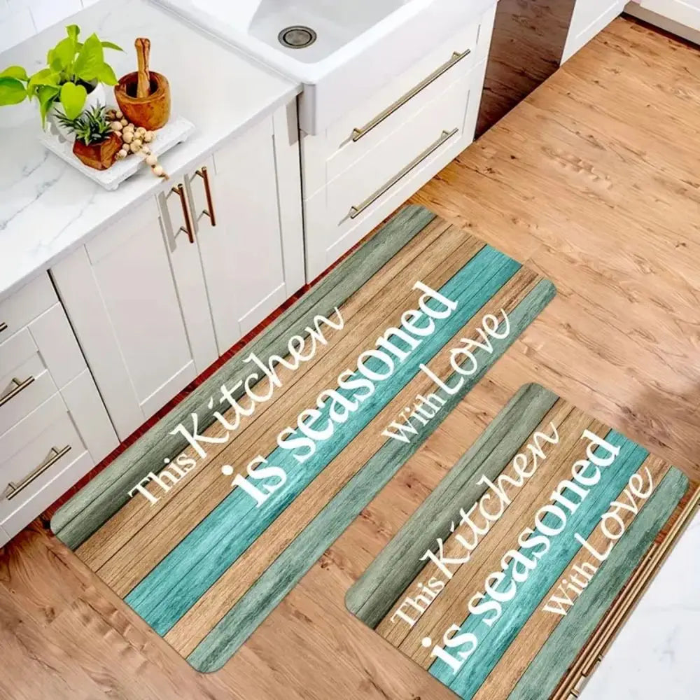 Farmhouse Kitchen Rug Set 2-Piece – Non-Slip Vintage Floor Mats