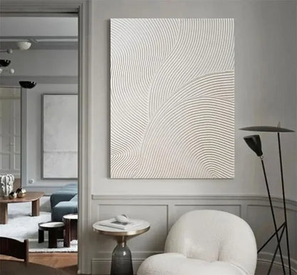 White Abstract Textured Canvas Poster – Minimalist Wabi-Sabi Wall Art
