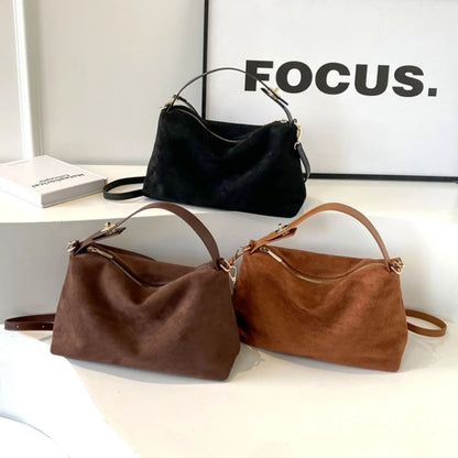 Retro Frosted Shoulder Bag for Women – Textured Crossbody Handbag