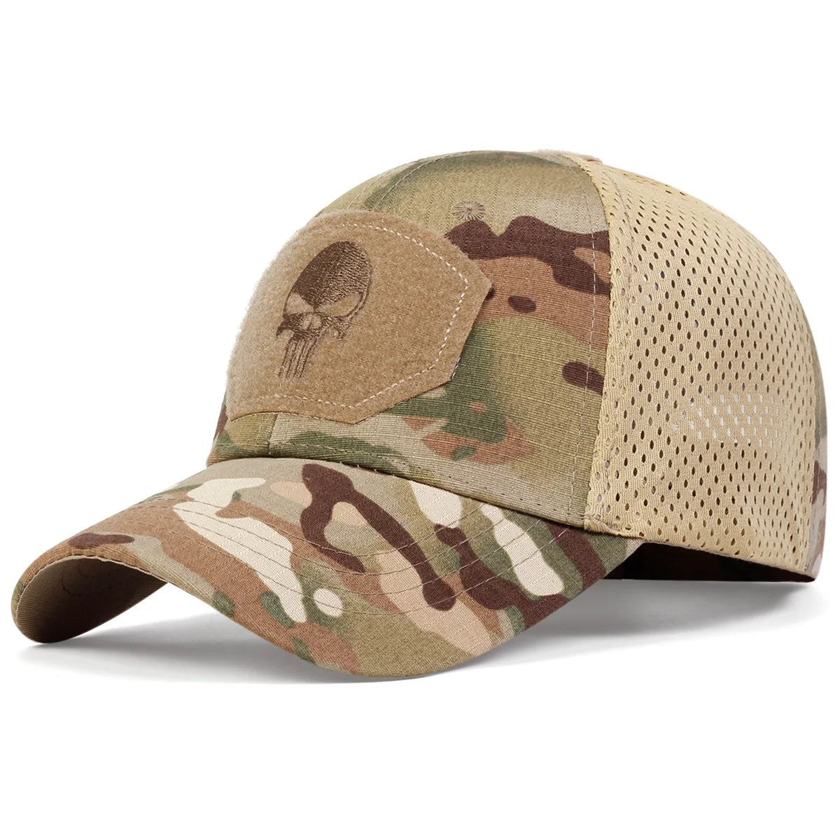 Skull Embroidered Tactical Baseball Cap – Breathable Mesh