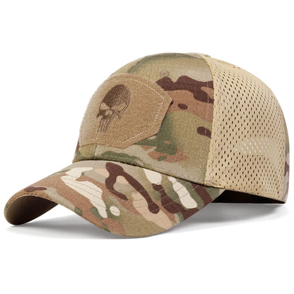 Skull Embroidered Tactical Baseball Cap – Breathable Mesh