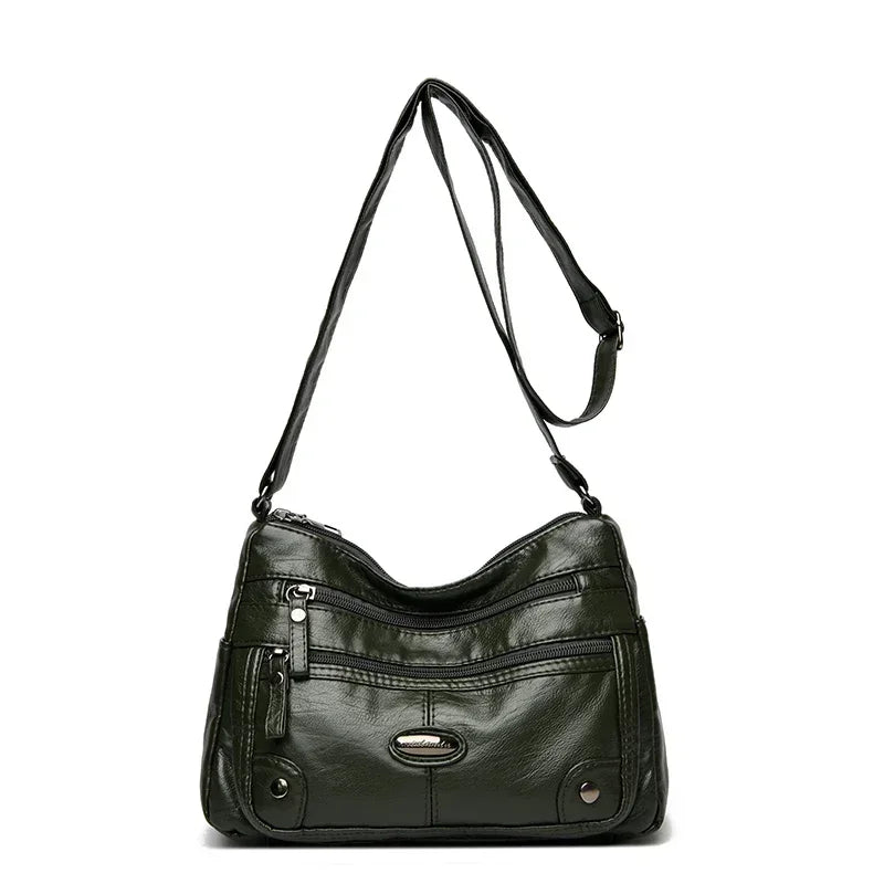 Leather Versatile Double Layer Retro High Quality Luxury Crossbody Bags