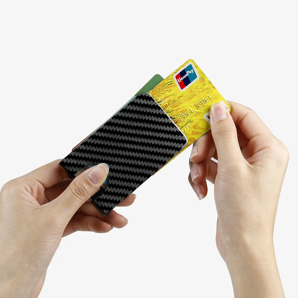 Carbon Fiber RFID Wallet – Money Clip Card Holder for Men & Women