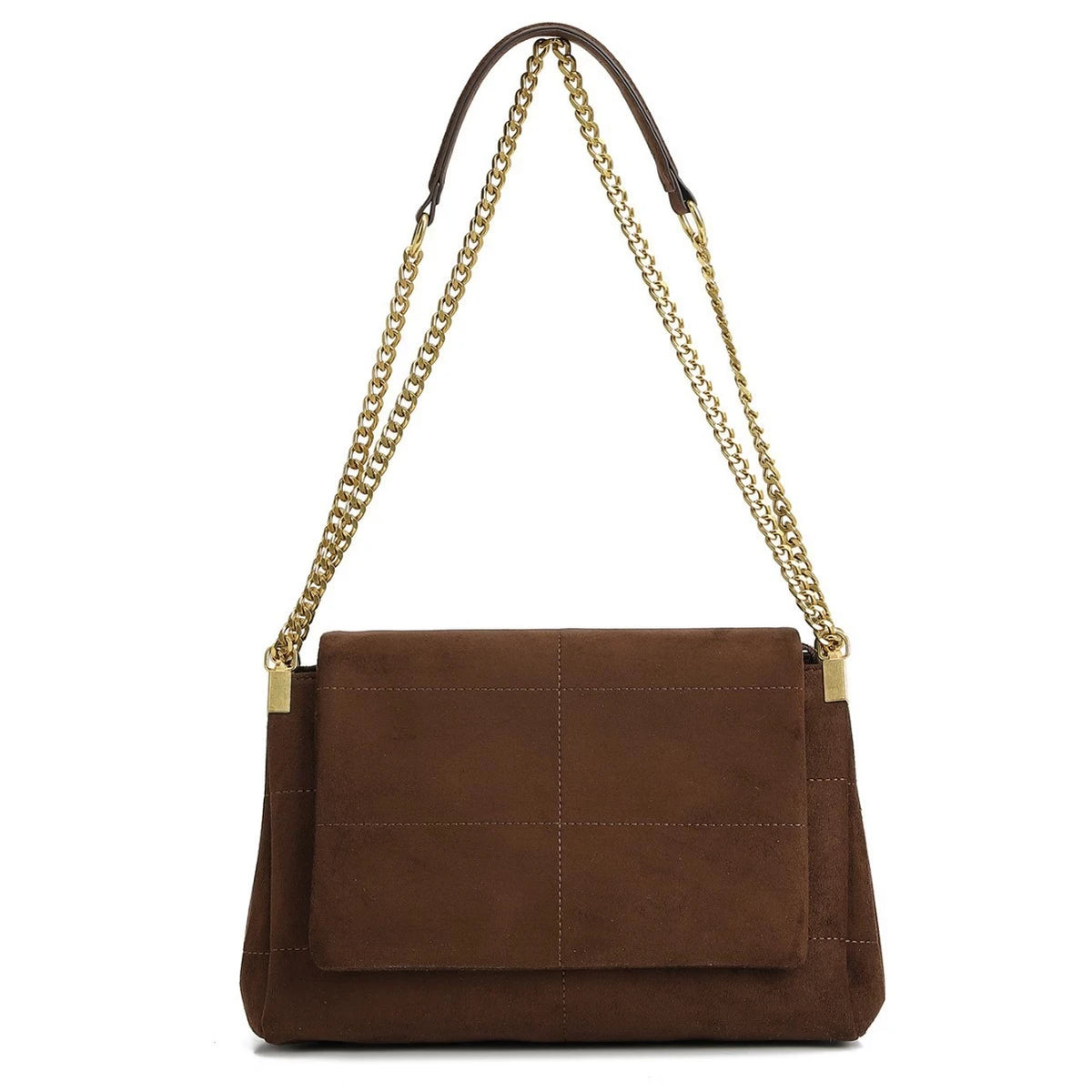Suede Chain Shoulder Bag for Women – Vintage Luxury Crossbody