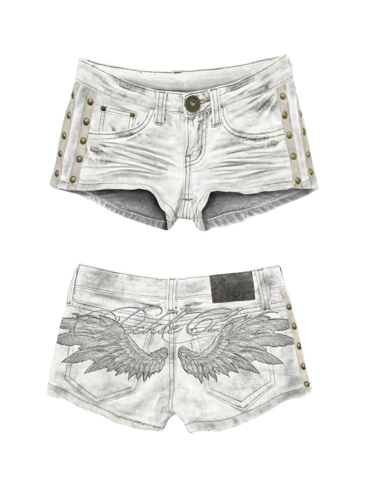 Y2K Angel Wings Vest & Denim Shorts Set – Punk Streetwear