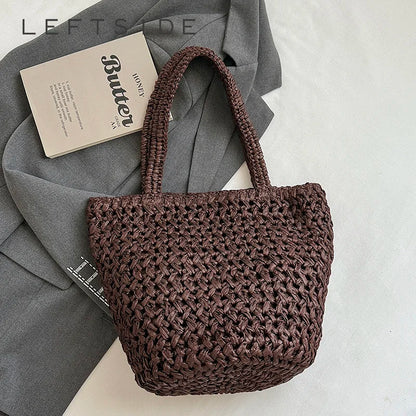 Hand-Woven Straw Tote Bag – Women's Summer Beach Handbag