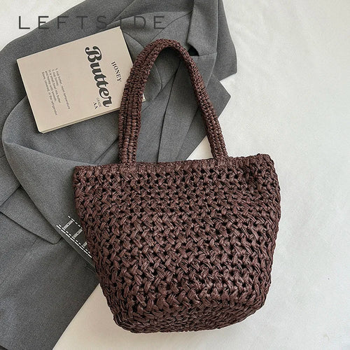 Hand-Woven Straw Tote Bag – Women's Summer Beach Handbag