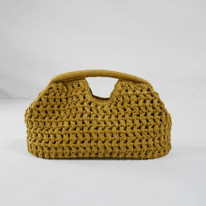 Elegant Ladies Chain Woven Handbag Straw Shoulder Bag Fashionable Raffia Crossbody Beach Summer