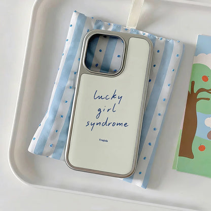 Lucky Girl Syndrome iPhone Case – Aesthetic Cream & Silver Cover