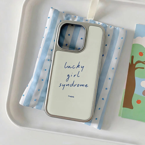 Lucky Girl Syndrome iPhone Case – Aesthetic Cream & Silver Cover