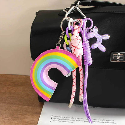Fashion Leopard Starfish Keychain Cute Balloon Dog Leather Charm Women Maximalist Bag