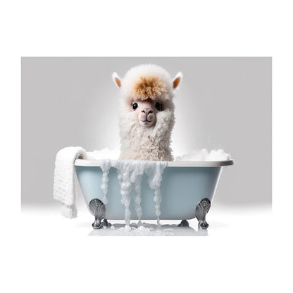 Cute Dog in Bathtub Wall Art Poster – Funny Puppy Canvas Print