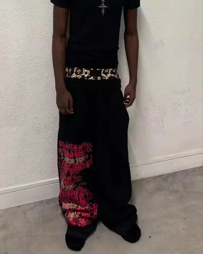 Y2K Baggy Wide Leg Sweatpants Men Women Streetwear Hip Hop Track Pants