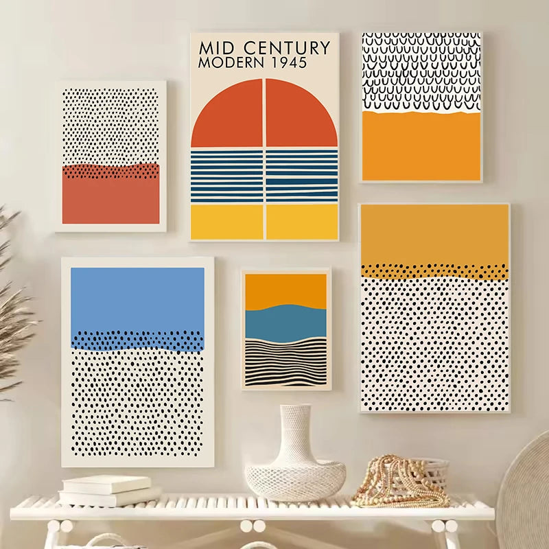 Mid-Century Modern Wall Art Poster – Retro Abstract Geometric Print