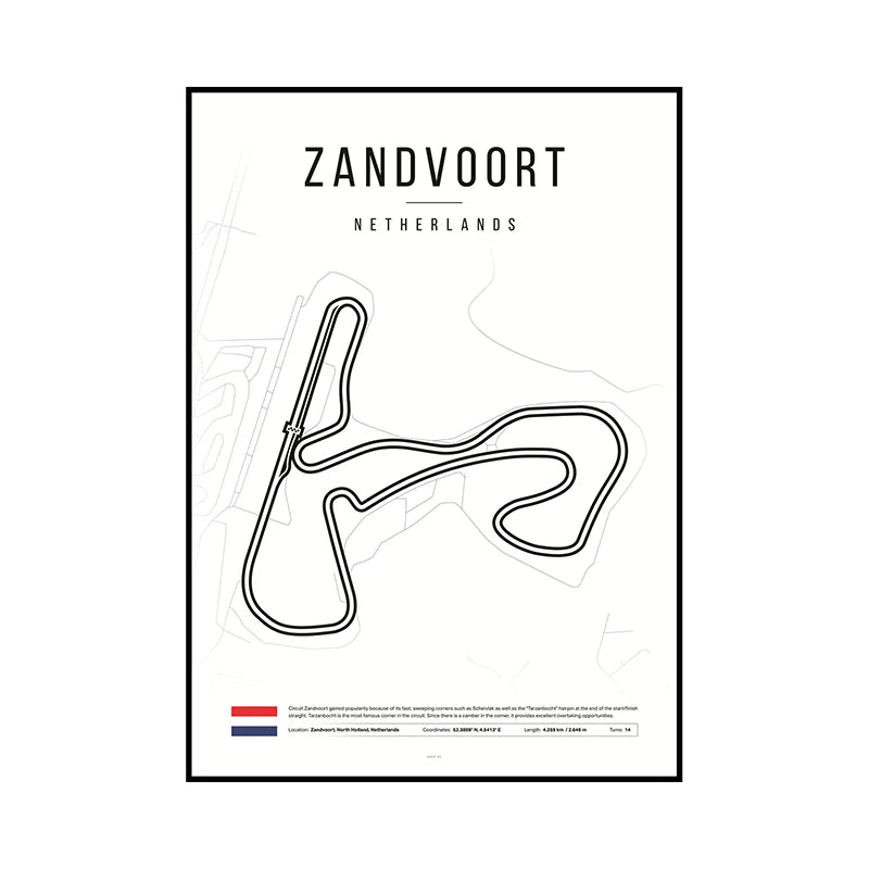 F1 Race Track Map Poster – Formula 1 Circuit Wall Art Print