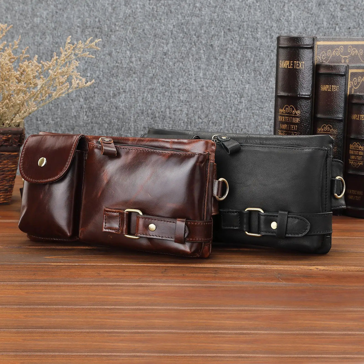 Men's Genuine Leather Chest Waist Pack – Casual Shoulder Bag