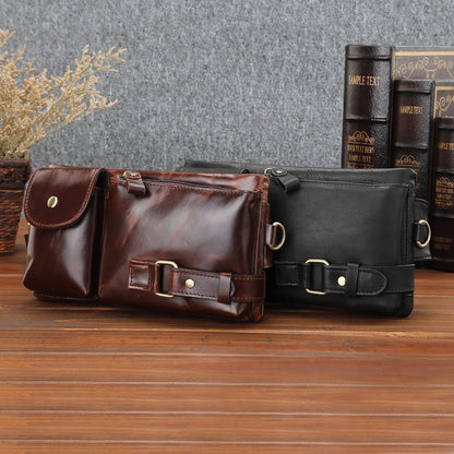 Men's Genuine Leather Chest Waist Pack – Casual Shoulder Bag