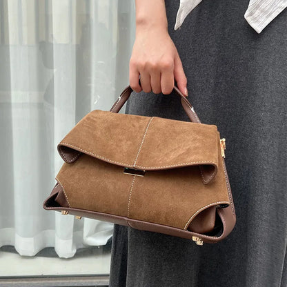 Women Frosted Handbag High-end Suede Flap French Shoulder Bag